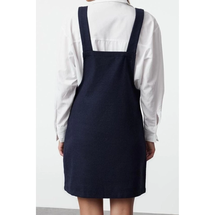 Fashion Style Regular Square Collar Mini Length Vest Woven Dress