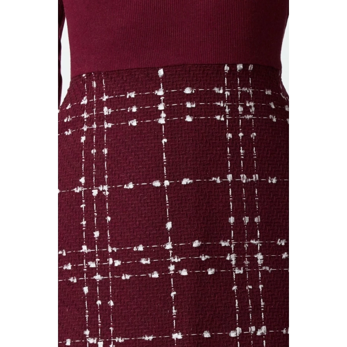 Fashion Style Regular Shirt Collar Mini Length Plaid Checkered Woven Dress