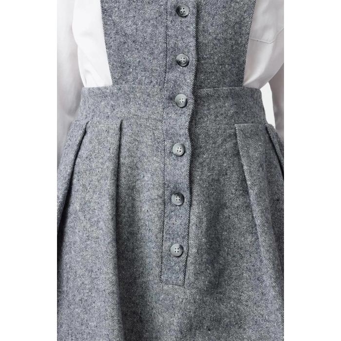 Moda Stil Regular V Yaka Mini Boy Askılı Dokuma Jile Elbise