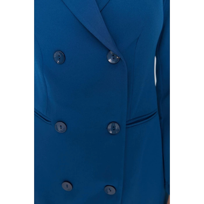 Fashion Style Regular Jacket Collar Mini Length Button Detailed Woven Jacket Dress