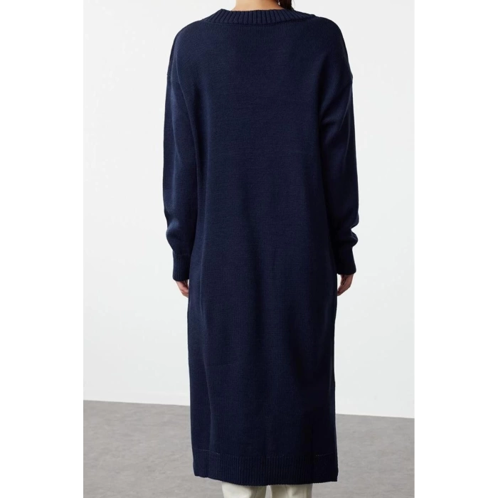 Fashion Style Oversize V Neck Maxi Length Knitwear Wide Pattern Dress