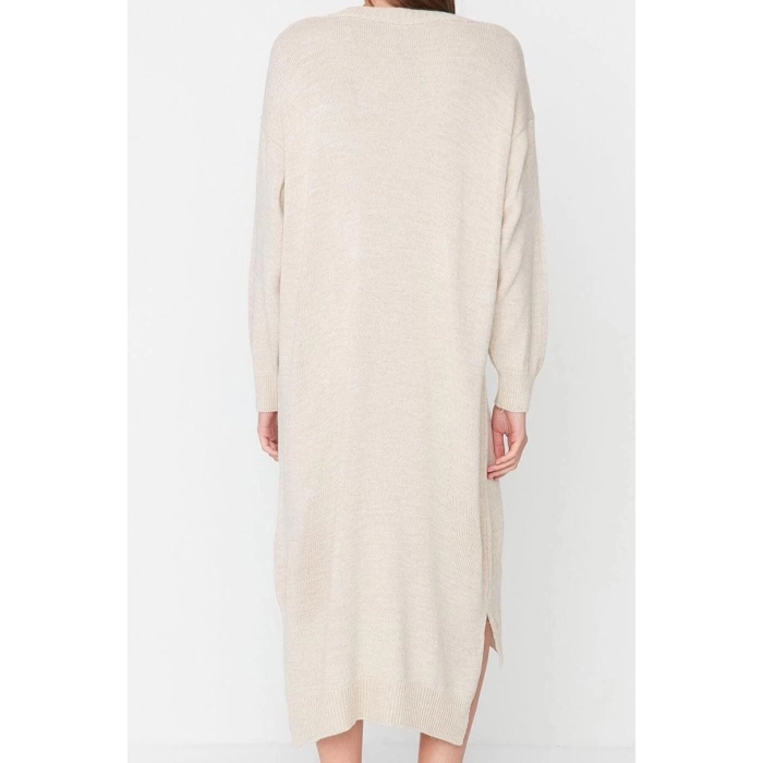 Fashion Style Oversize V Neck Maxi Length Knitwear Wide Pattern Dress