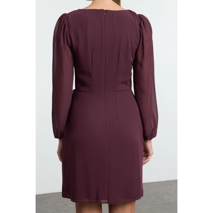 Fashion Style Regular Square Neck Mini Length A Cut Lined Woven Dress