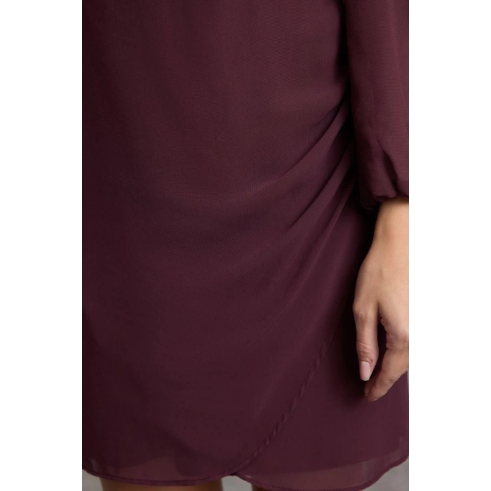 Fashion Style Regular Square Neck Mini Length A Cut Lined Woven Dress