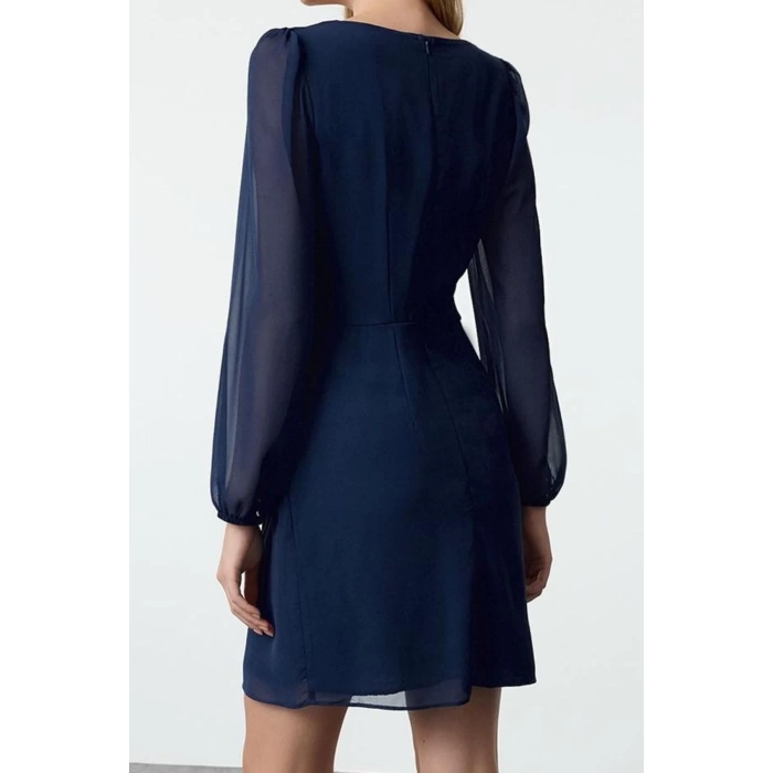 Fashion Style Regular Square Neck Mini Length A Cut Lined Woven Dress