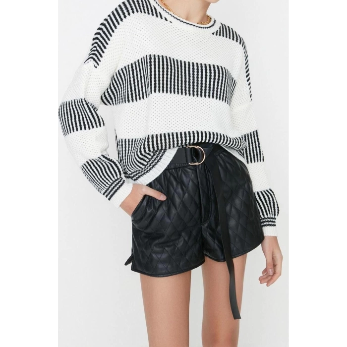 Style Modern Women Regular Standard Sleeve Crew Neck Color Block Knitwear Sweater