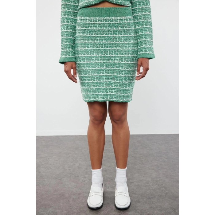 Style Women Modern Normal Waist Tube Leg Knit Detailed Soft Texture Cardigan-Skirt Knitwear Bottom-Top Set