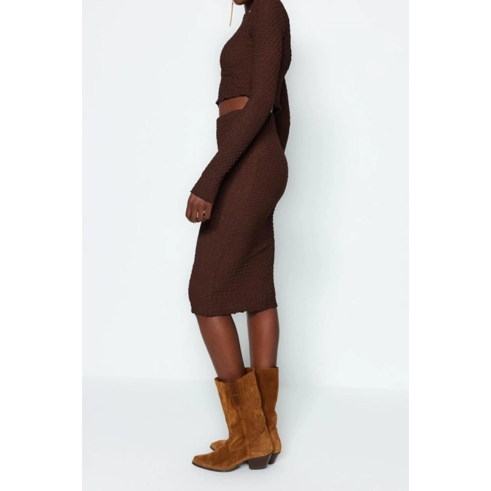 Style Women Modern Normal Waist Straight Leg Premium Textured Regular Flexible Knitted Bottom-Top Set