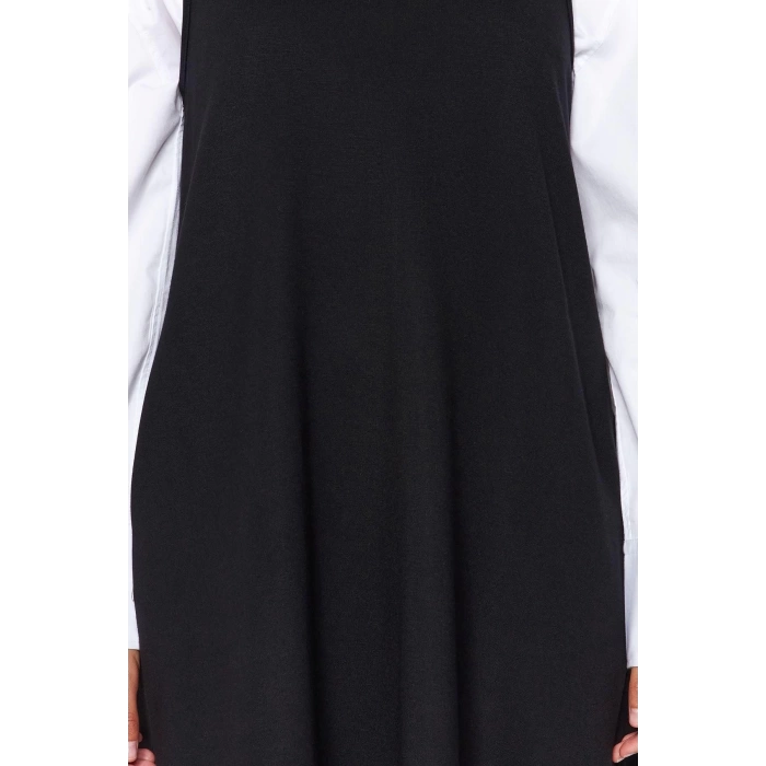 Moda Stil Relaxed Kare Yaka Mini Boy Açık kahverengi Jile Skater Belden Açılan Örme Elbise