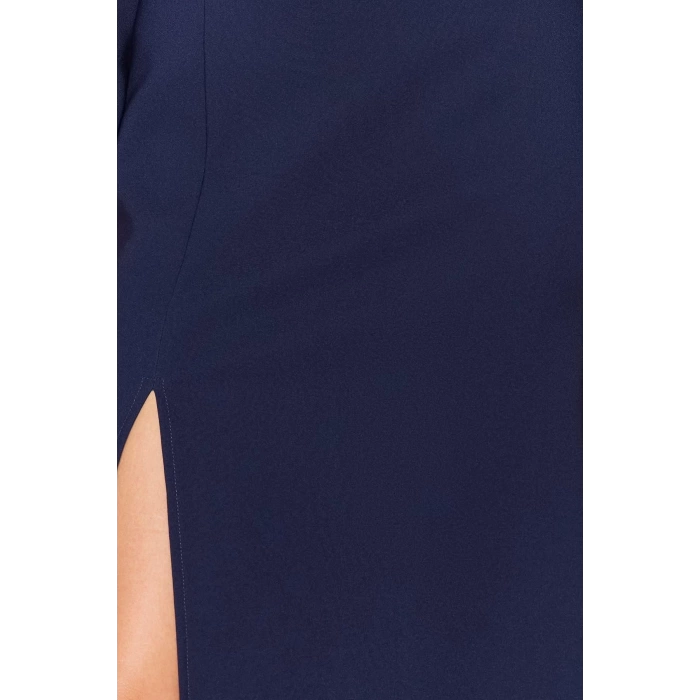 Fashion Style Regular Square Neck Midi Length Slit Woven Dress