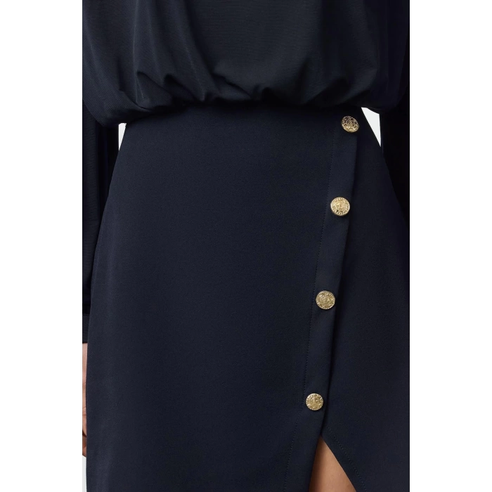 Fashion Style Regular Stand Collar Mini Length Plain Padded Woven Dress