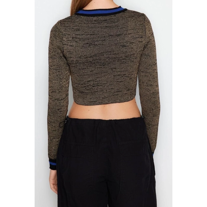 Stil Modern Kadın Crop Standart Kol Bisiklet Yaka Süper Triko Kazak