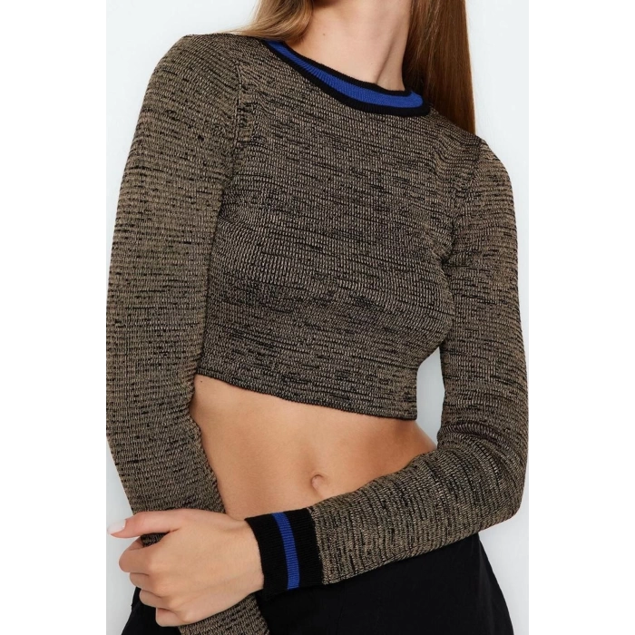 Stil Modern Kadın Crop Standart Kol Bisiklet Yaka Süper Triko Kazak