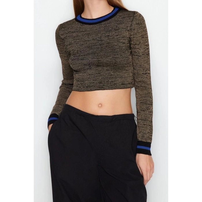 Stil Modern Kadın Crop Standart Kol Bisiklet Yaka Süper Triko Kazak