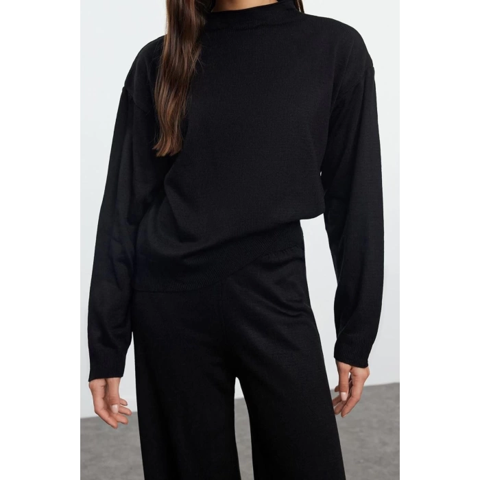 Style Women Modern Fashion Normal Waist Straight Leg V Neck V Neck Three Piece Knitwear Top-Bottom Set