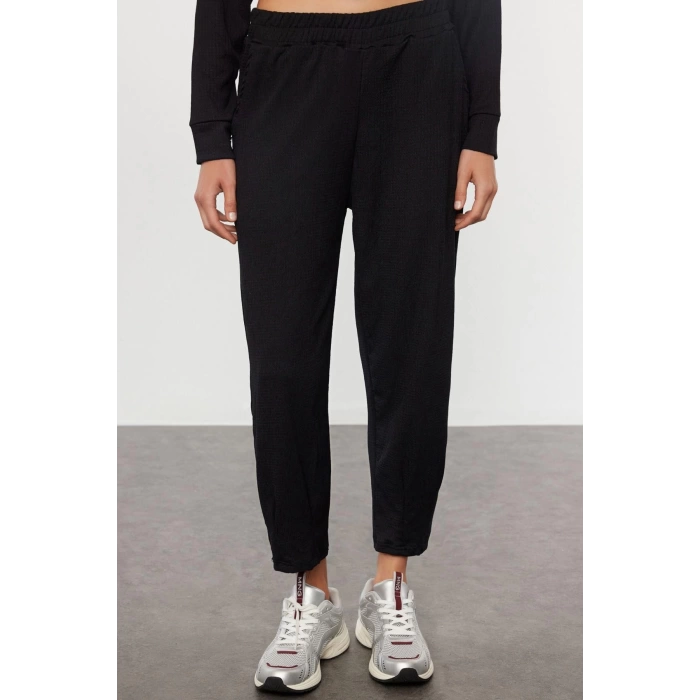Style Womens Normal Waist Straight Leg Shirt Collar Textured Crepe Buttoned Relaxed Fit Knitted Top-Bottom Set