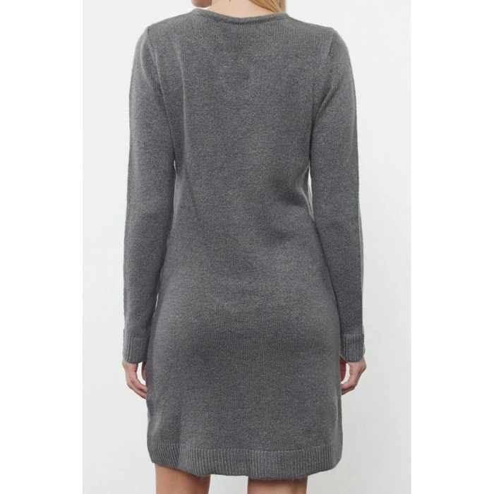 Fashion Style Regular V Neck Mini Length Knitwear Soft Texture Dress