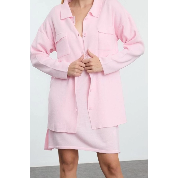 Fashion Style Regular Polo Neck Mini Length Knitwear Basic Dress