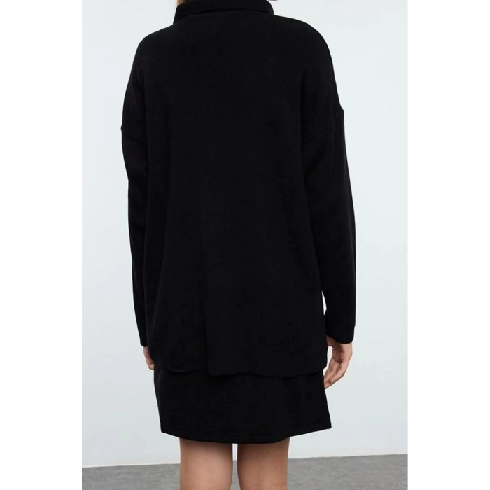 Fashion Style Regular Polo Neck Mini Length Knitwear Basic Dress