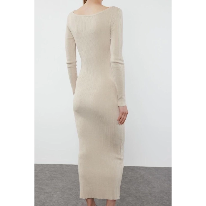 Fashion Style Regular Boat Neck Maxi Length Knitwear Premium Yarn Special Yarn Dress