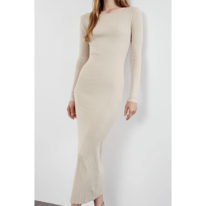 Fashion Style Regular Boat Neck Maxi Length Knitwear Premium Yarn Special Yarn Dress