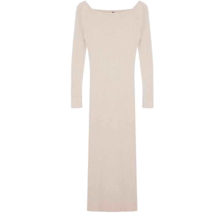 Fashion Style Regular Boat Neck Maxi Length Knitwear Premium Yarn Special Yarn Dress