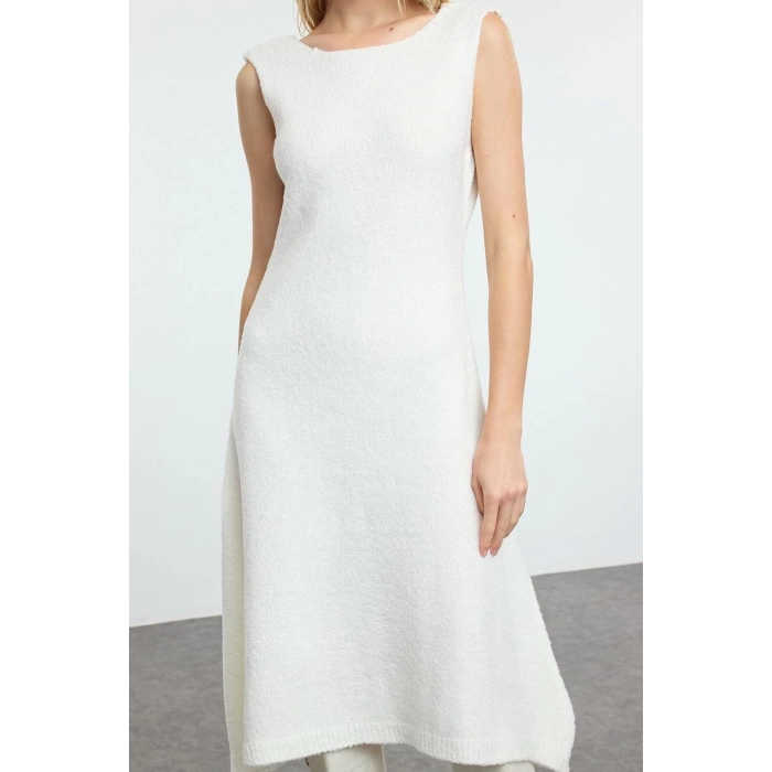 Moda Stil Slim Polo Yaka Midi Boy Triko Ceket Görünümlü Hırka-Elbise Takım