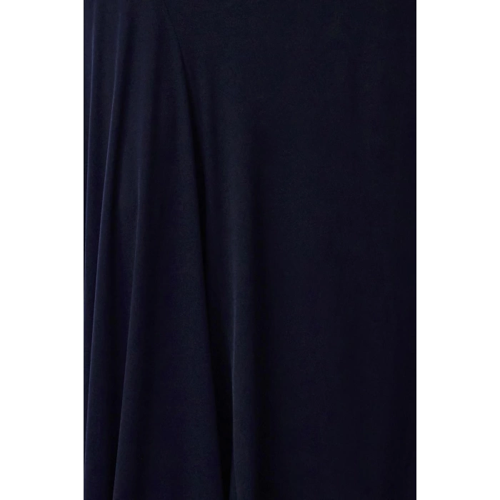 Moda Stil Slim Dik Yaka Maxi Boy Fitted Vücuda Oturan Uzun Kollu Esnek Örme Elbise
