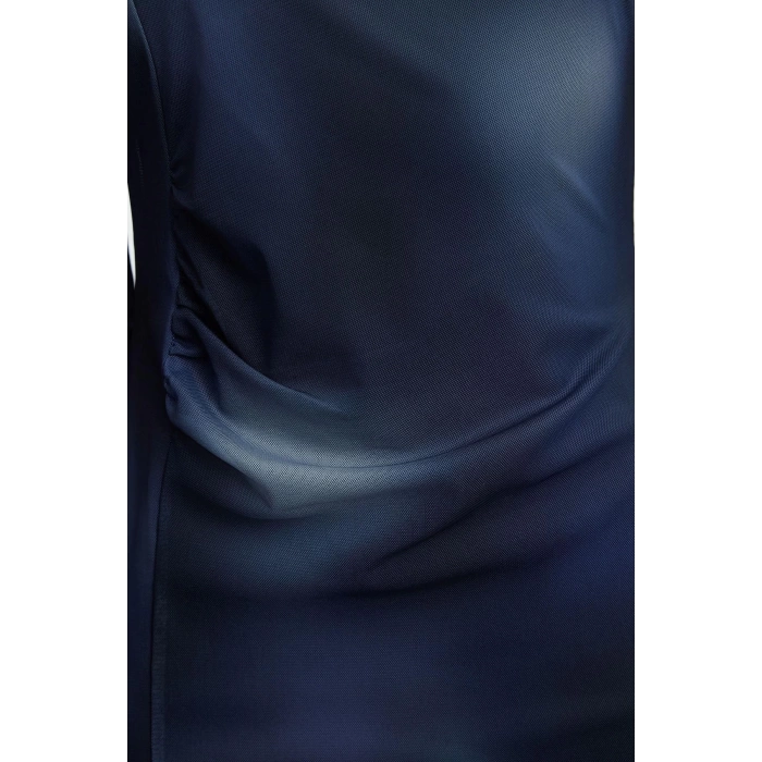 Fashion Style Slim Boat Neck Maxi Length Abstract Patterned Fitted Bodycon Tulle Stretchy Knit Dress