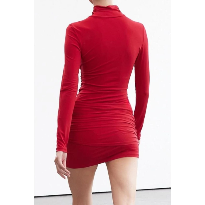 Fashion Style Slim Stand Collar Mini Length Limited Edition Fitted Body-Smoothing Flexible Knitted Dress