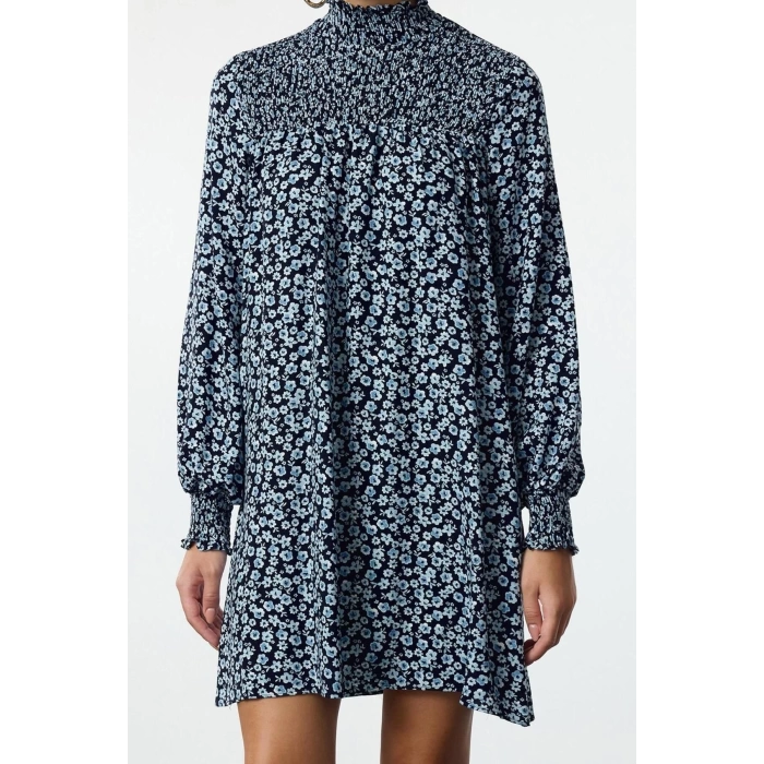 Fashion Style Regular Stand Collar Mini Length Straight Cut Gipel Woven Dress