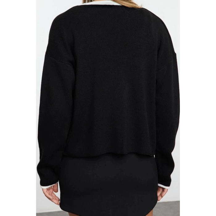 Style Modern Women Regular Standard Sleeve Crew Neck Color Block Knitwear Blouse-Cardigan Set