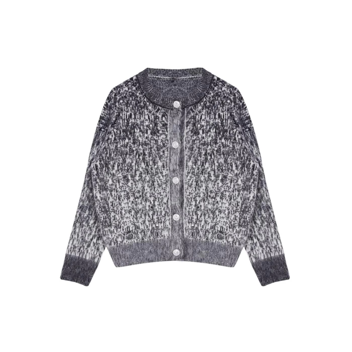 Style Modern Women Regular Standard Sleeve Crew Neck Soft Textured Patterned Knitwear Cardigan
