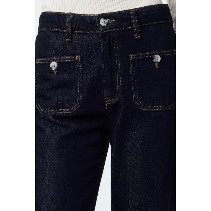 Stil Kadın Moda Denim Kot Pantolon Uzun Geniş Paça Yüksek Bel Jeans