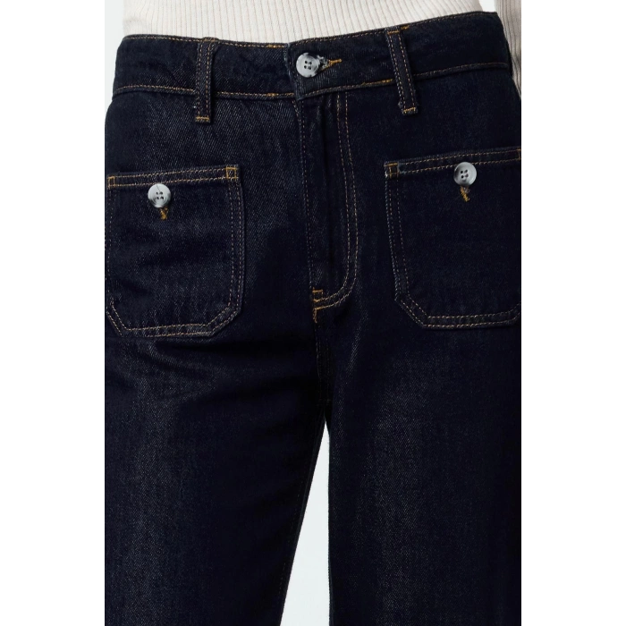 Stil Kadın Moda Denim Kot Pantolon Uzun Geniş Paça Yüksek Bel Jeans