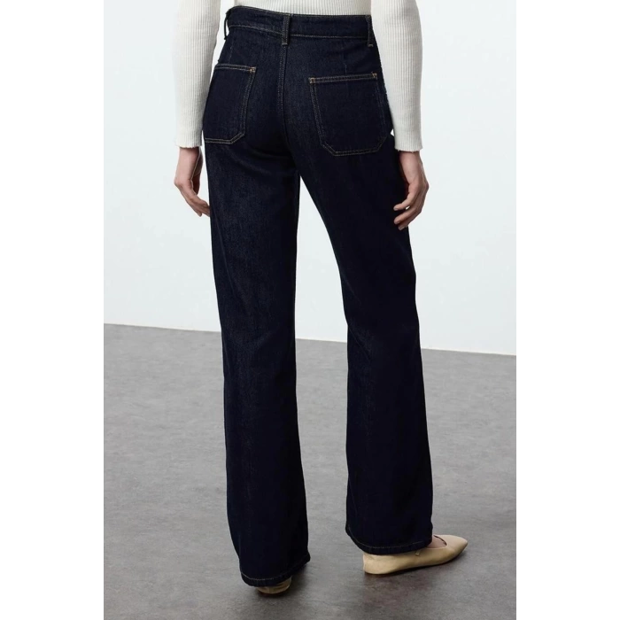 Stil Kadın Moda Denim Kot Pantolon Uzun Geniş Paça Yüksek Bel Jeans