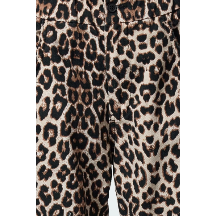 Style Women Fashion Denim Jeans Long Wide Leg Leopard Print High Waist Jeans