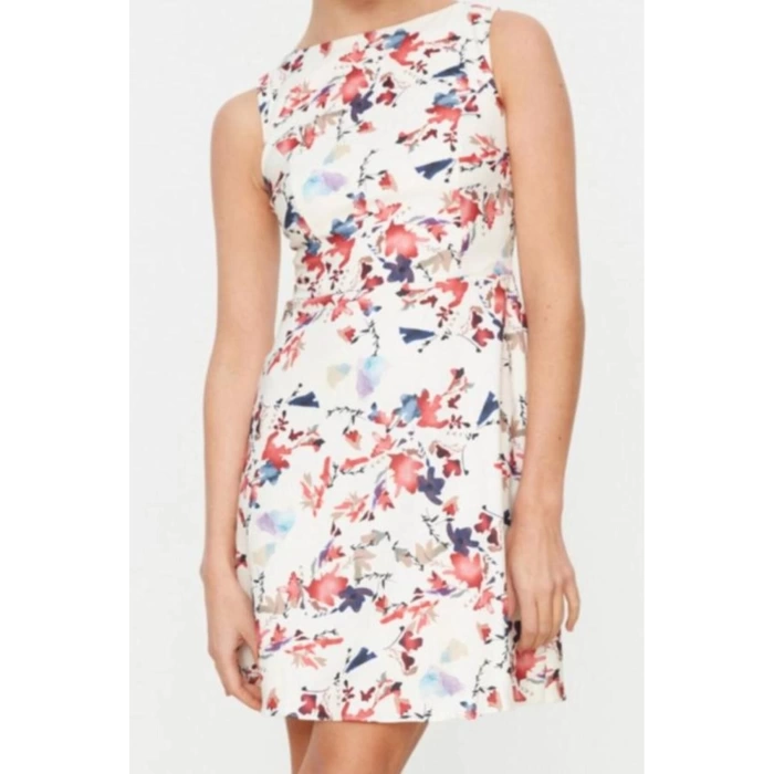 Fashion Style Regular Crew Neck Mini Length Floral Patterned A-Line Dress