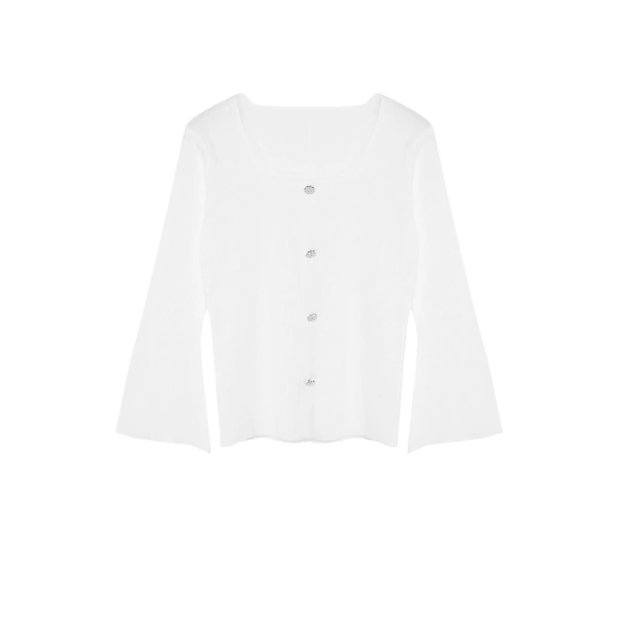 Fashion Plus Size Square Neck Knitwear Fit Plain Pattern Casual Daily Regular Long Sleeve Blouse