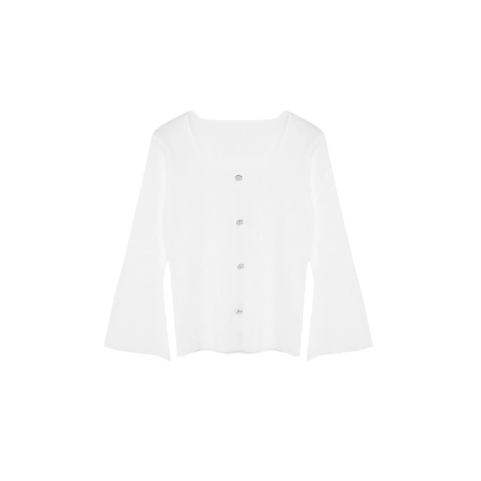 Fashion Plus Size Square Neck Knitwear Fit Plain Pattern Casual Daily Regular Long Sleeve Blouse