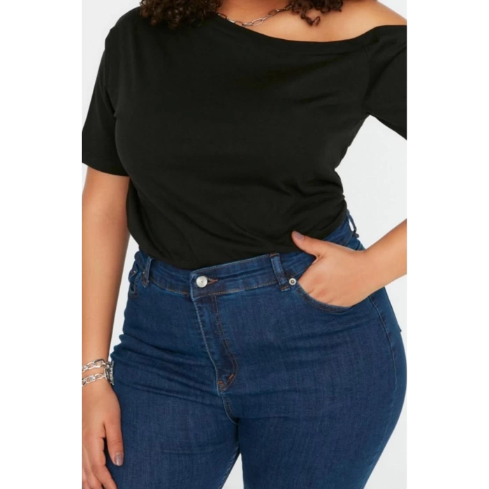 Fashion Plus Size Turn-down Collar Knitted Regular Plain Pattern Casual Daily Crop Short Sleeve Blouse