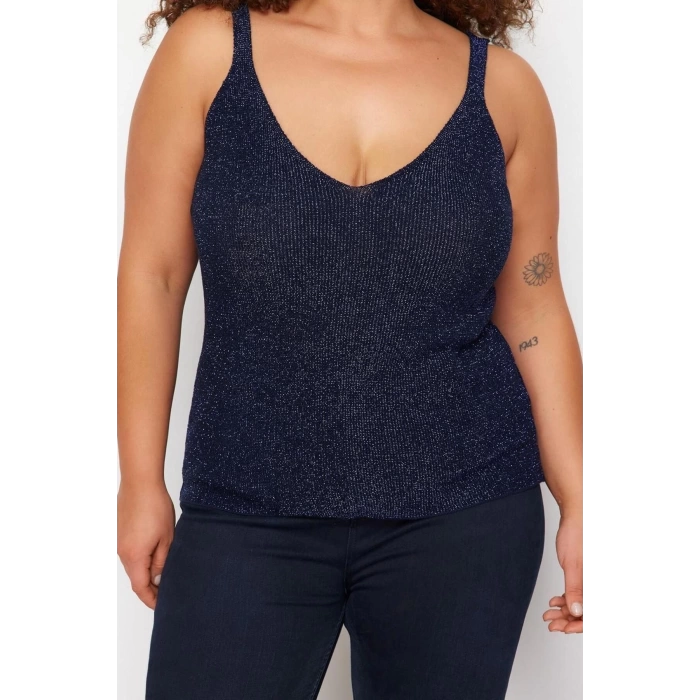 Fashion Plus Size V Neck Knitwear Fit Plain Pattern Casual Daily Regular Sleeveless Blouse