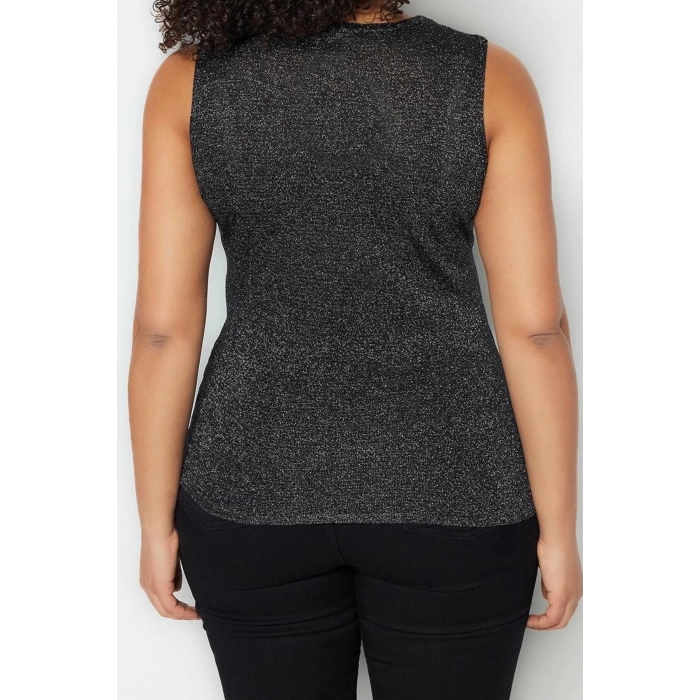 Fashion Plus Size Crew Neck Knitwear Fit Plain Pattern Casual Daily Regular Sleeveless Blouse