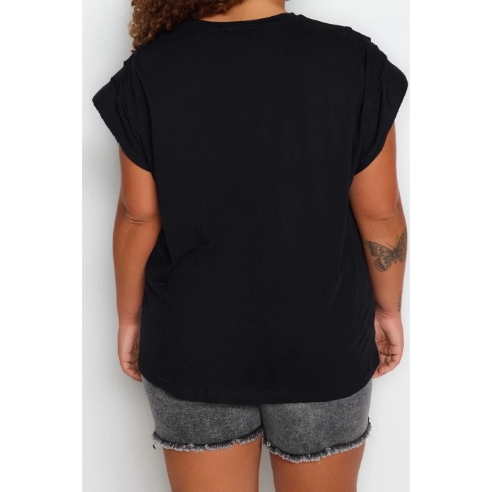 Fashion Plus Size Crew Neck Knitted Relaxed Plain Pattern Casual Daily Regular Sleeveless Blouse