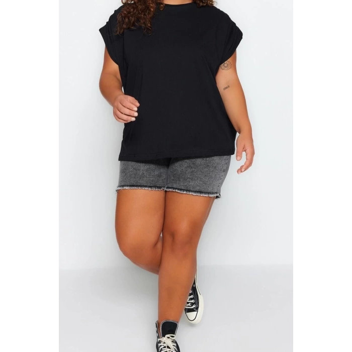 Fashion Plus Size Crew Neck Knitted Relaxed Plain Pattern Casual Daily Regular Sleeveless Blouse