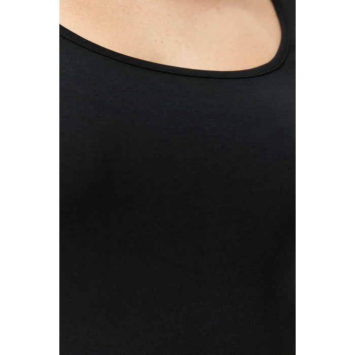 Fashion Plus Size Square Neck Knitted Fit Plain Pattern Casual Daily Regular Three Quarter Sleeve Blouse