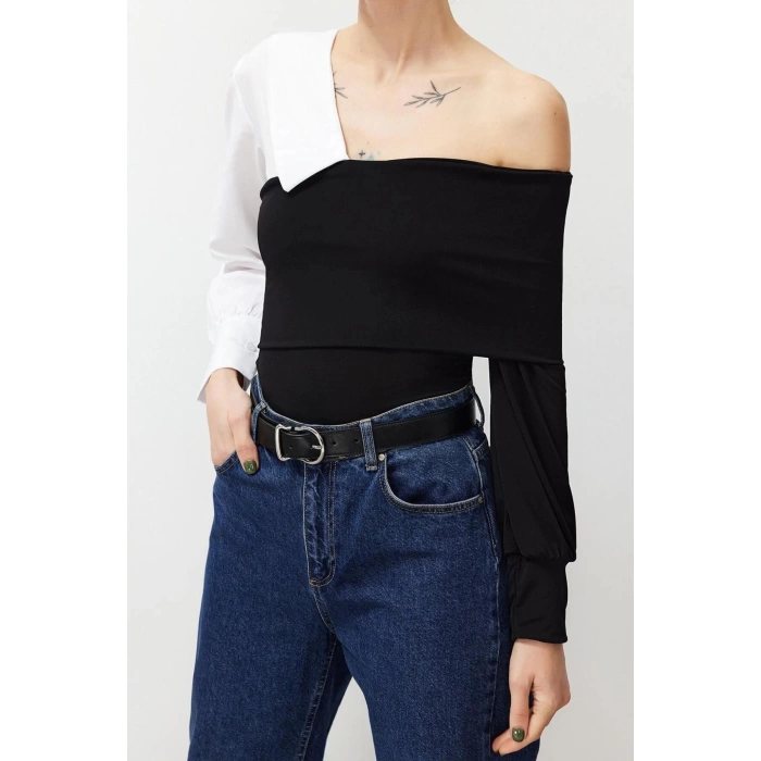 Fashion Jacket Collar Knitted Oversize Plain Pattern Chic Evening Crop Long Sleeve Blouse