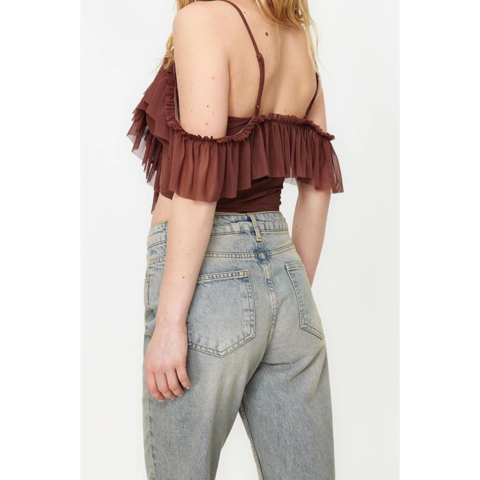 Fashion V Neck Knitted Regular Plain Pattern Chic Night Crop Short Sleeve Blouse