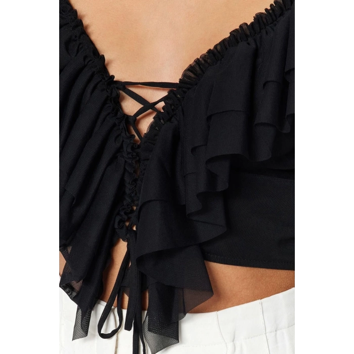Fashion V Neck Knitted Regular Plain Pattern Chic Night Crop Short Sleeve Blouse