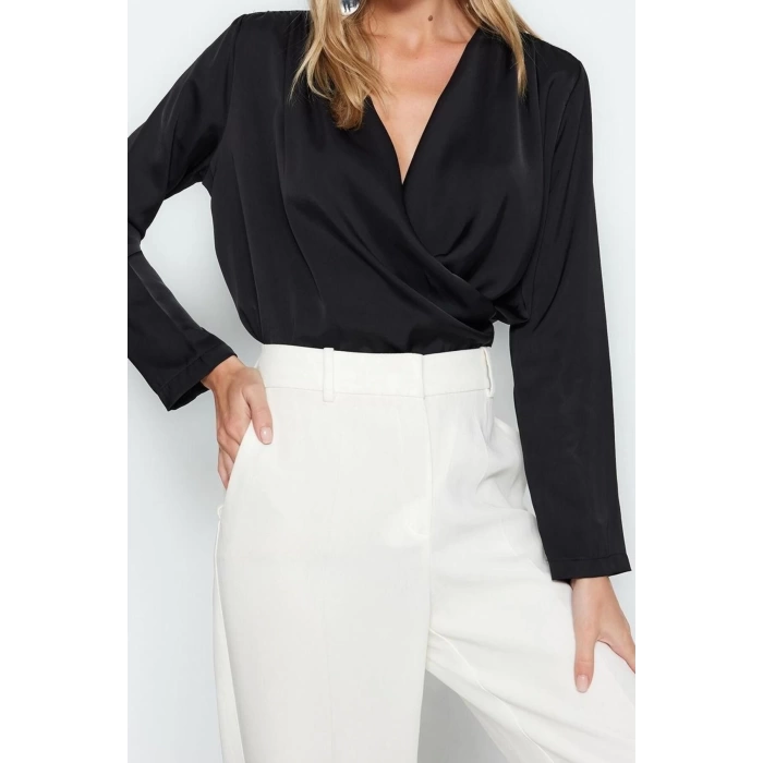 Fashion Double Breasted Woven Regular Plain Pattern Casual Daily Regular Long Sleeve Blouse